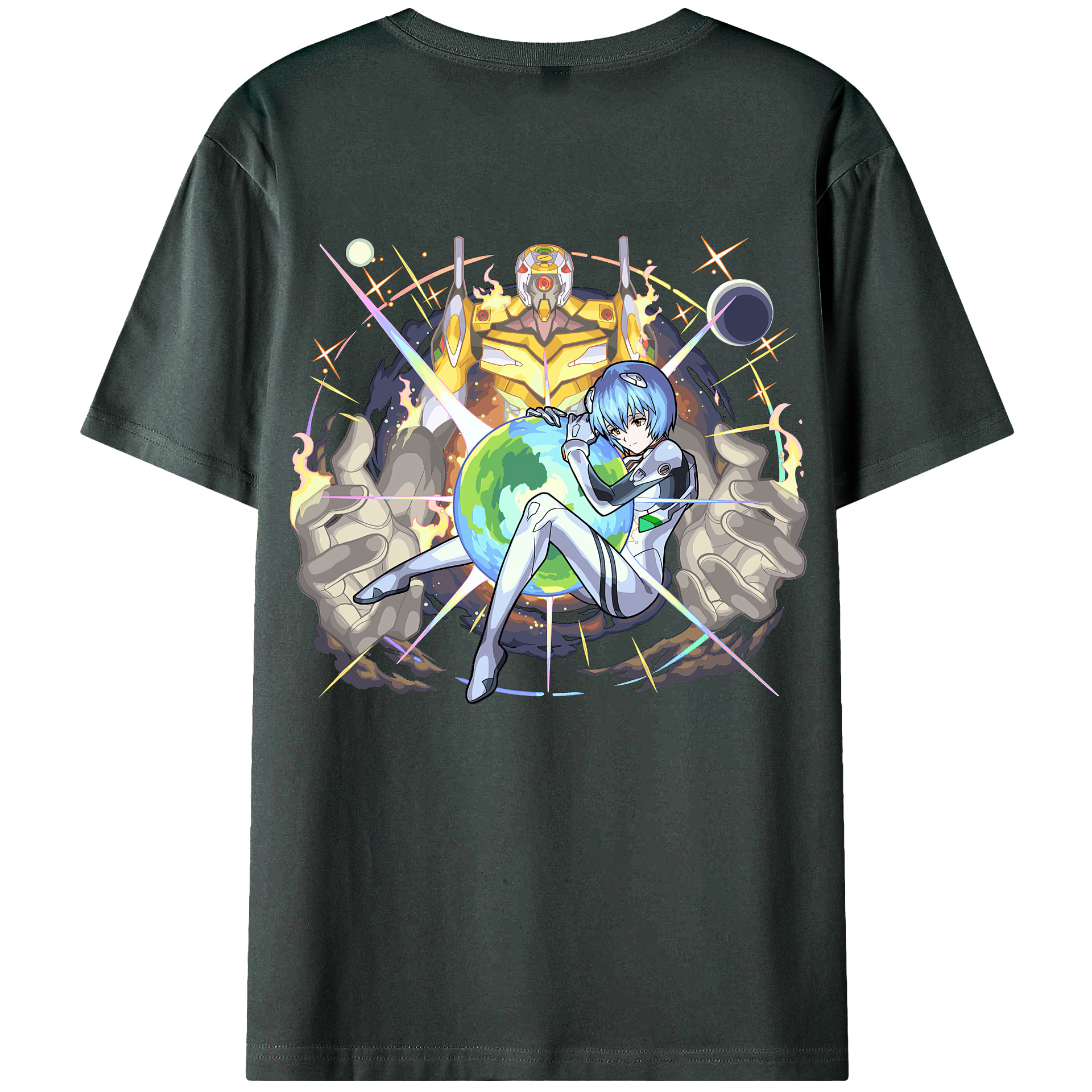 （画像用） EVA 新世紀エヴァンゲリオン 綿100％ メンズ半袖Tシャツ（バックプリント） 通気性